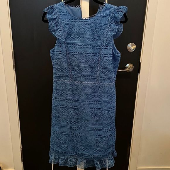NWT j crew blue lace mini dress - size 6 - Picture 1 of 4